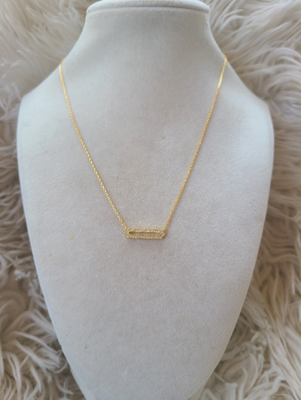 Touchstone Crystal Gold Toned Bar Necklace with Pavé Sparkle-Excellent Condition